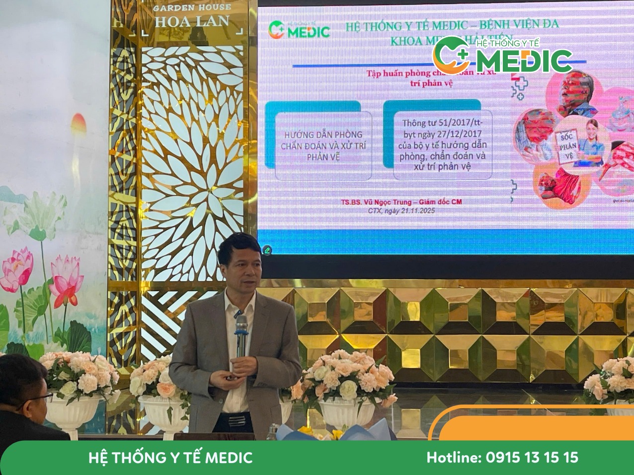 TS.BS Vũ Ngọc Trung chia sẻ chuyên đề cập nhật kiến thức cấp cứu sốc phản vệ trong chương trình đào tạo y khoa liên tục.