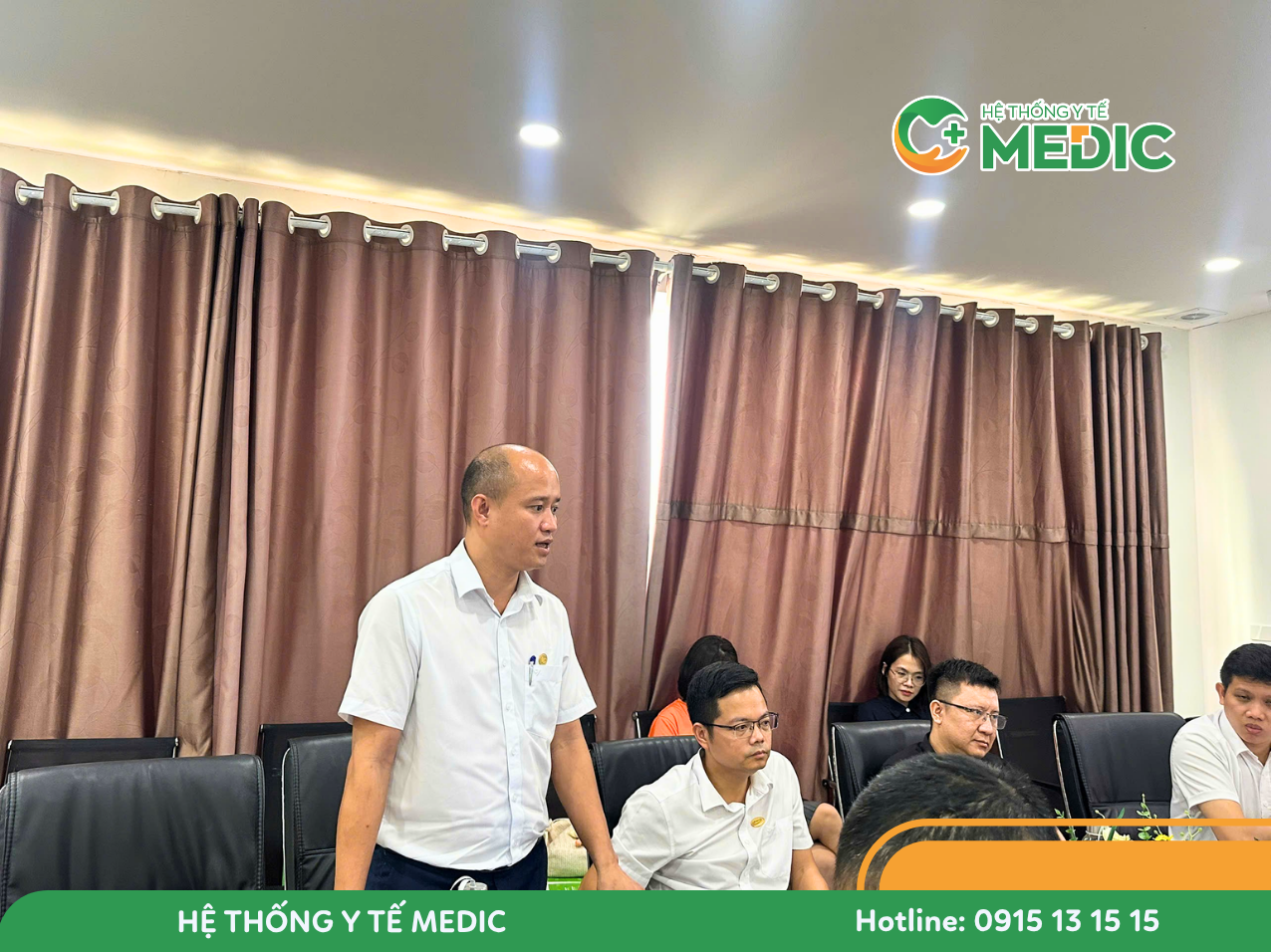 Ông Nguyễn Trung Kiên - Phó Chủ tịch HĐQT, Tổng Giám đốc điều hành Hệ thống Y tế Medic phát biểu tại buổi làm việc